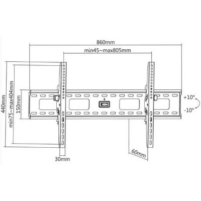 Manhattan TV nosač zidni 37”-86” do 75kg, crni