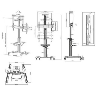 Manhattan pokretni podni stalak 37”-86”,50 kg, Al