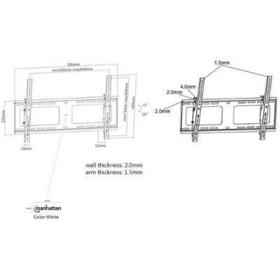 Manhattan TV nosač zidni 37”-80” do 80kg, crni