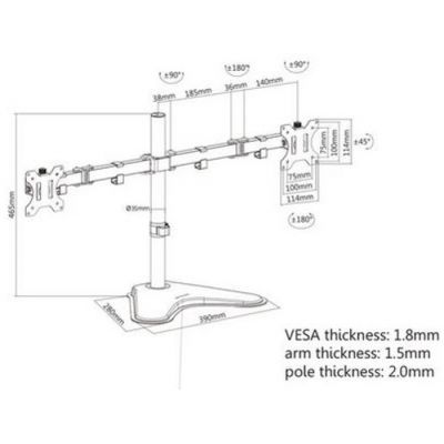 Manhattan nosač monitora 13”-32”,8kg po monit,crni