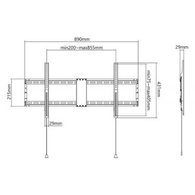 Manhattan TV nosač zidni 43”-100” do 70kg, crni