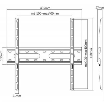 Manhattan TV nosač zidni 32”-55” do 45kg, crni