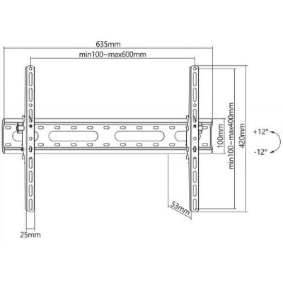 Manhattan TV nosač zidni 37”-70” do 45kg, crni