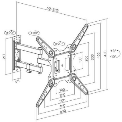 Manhattan TV nosač s duplom rukom23”-55”,30kg,crni