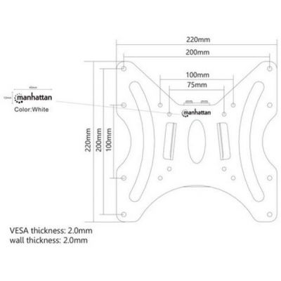 Manhattan TV nosač zidni slim 23”-43”,do 30kg,crni