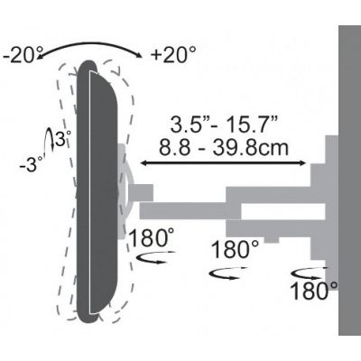 SBOX nagibni nosač s duplom rukom 23”-55”, do 30kg