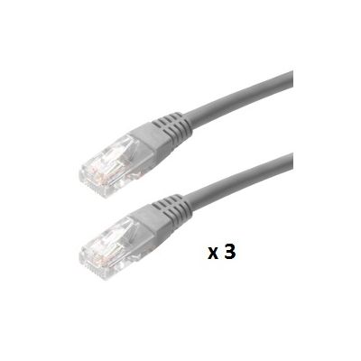 SBOX patch kabel UTP Cat 5e, 10m, sivi, 3 kom