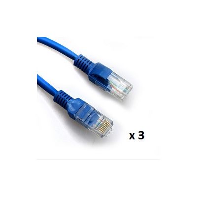SBOX patch kabel UTP Cat 5e, 10m, plavi, 3 kom