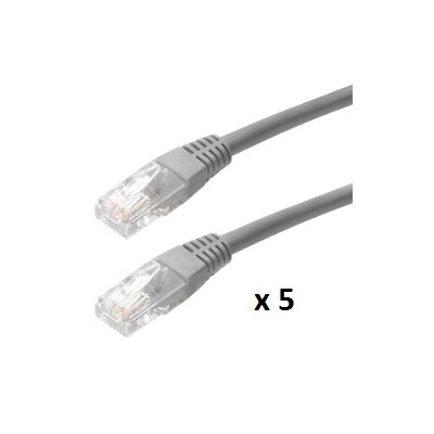 SBOX patch kabel UTP Cat 5e, 2m, sivi, 5 kom