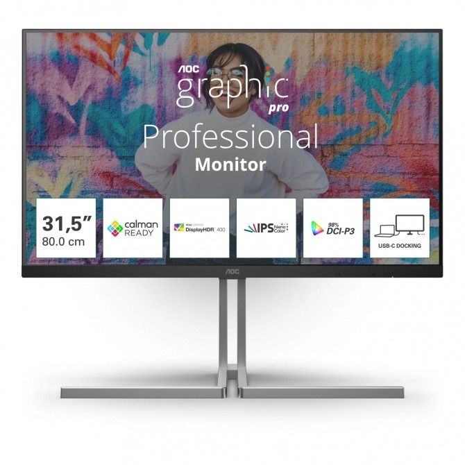 AOC U32U3CV, 32”, 4K, HDMI, DP, USB-C, RJ45, Calma