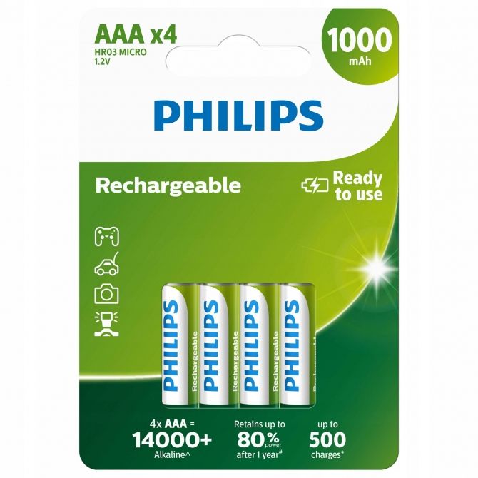 Philips punjive baterije AAA,4 komada, 1000 mAh