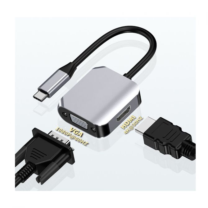 Asonic USB Tip C na VGA/HDMI adapter