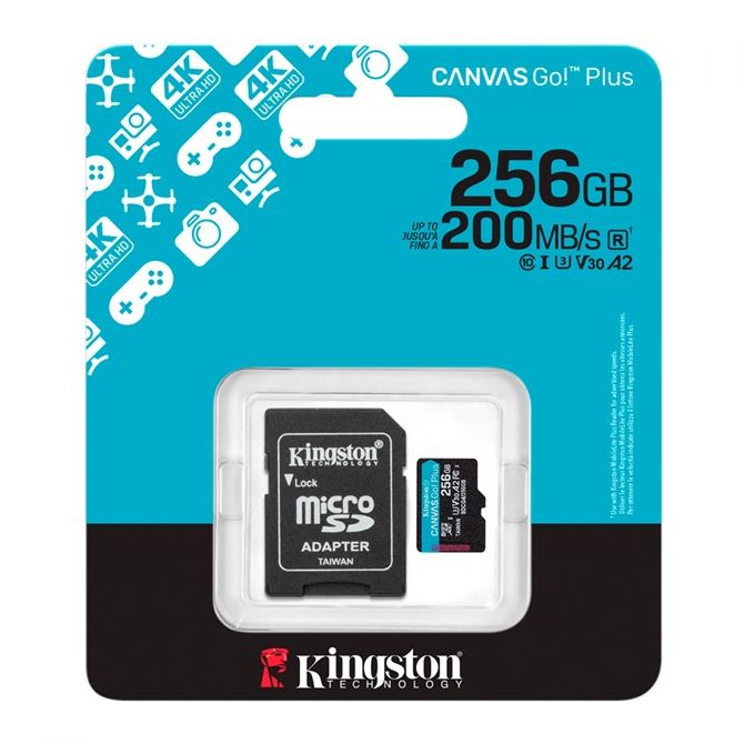 Kingston microSD, Canvas Go! Plus,R200/W160, 256GB