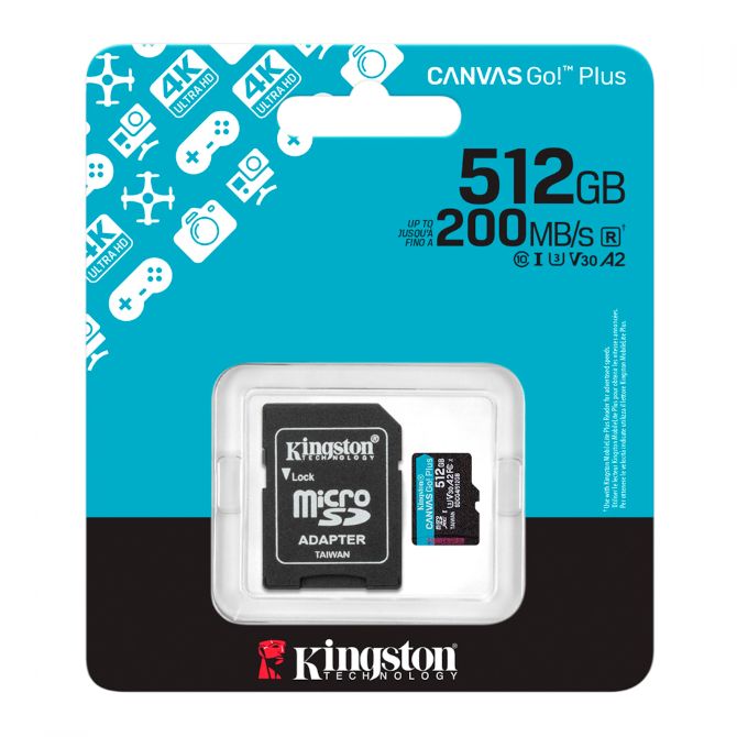 Kingston microSD, Canvas Go! Plus,R200/W160, 512GB