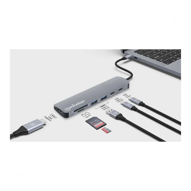 Manhattan docking USB-C 7 u 1 HDMI 4K@60Hz