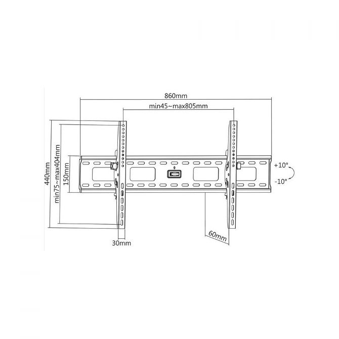 Manhattan TV nosač zidni 37”-86” do 75kg, crni