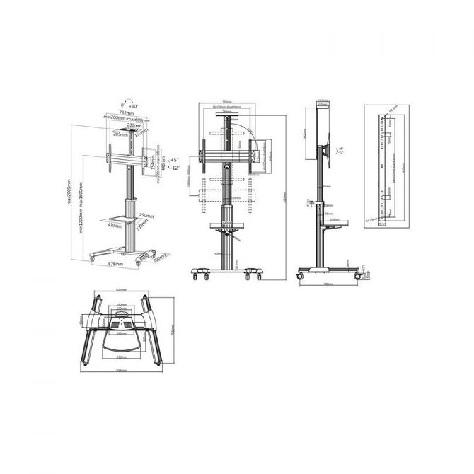 Manhattan pokretni podni stalak 37”-86”,50 kg, Al