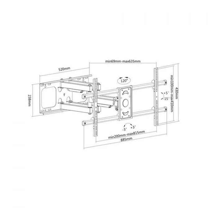 Manhattan TV nosač zidni 37”-90” do 75kg, crni