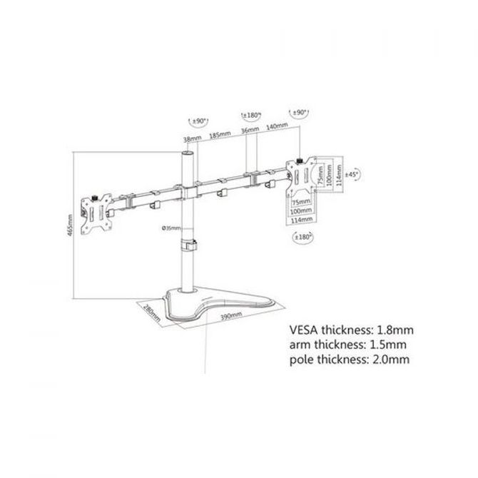 Manhattan nosač monitora 13”-32”,8kg po monit,crni