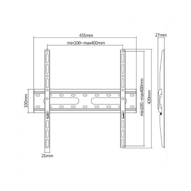 Manhattan TV nosač zidni 32”-55” do 45kg, crni