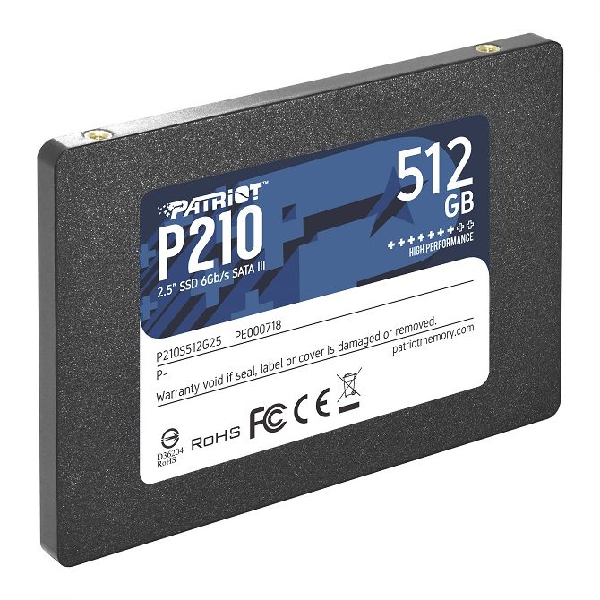 Patriot SSD P210 R520/W430, 512GB, 7mm, 2.5”