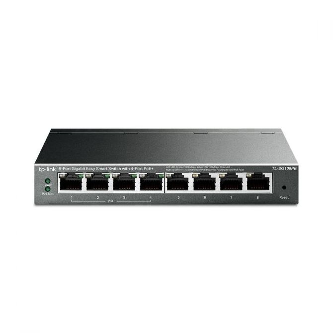 TP-Link TL-SG108PE, PoE 8-port GbE switch, metalno