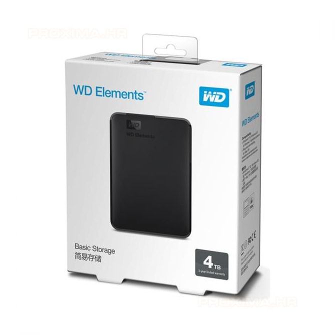 WD Elements 4TB Portable 2,5”, USB 3.0