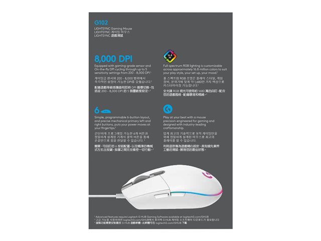 LOGI G102 LIGHTSYNC - WHITE - EER Cijena