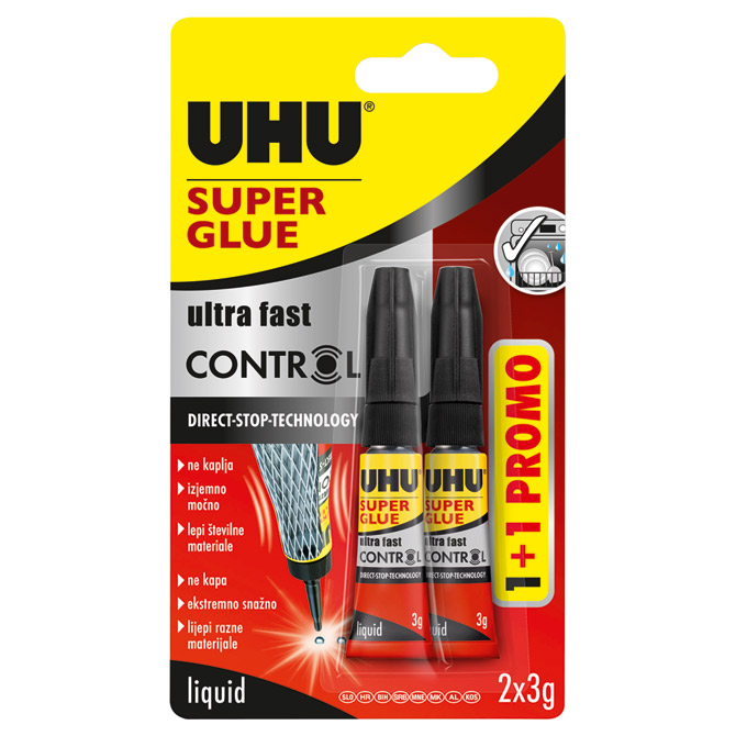 Ljepilo trenutačno  3g+1gratis Super glue(cianoakrilat) UHU L0182000 blister Cijena