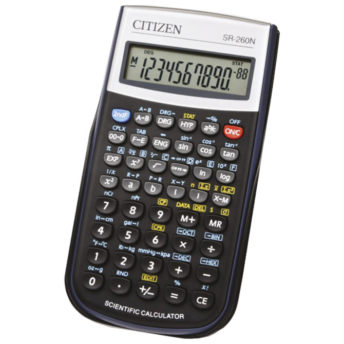 Kalkulator tehnički 10+2mjesta 165 funkcija Citizen SR-260N crni blister!! Cijena