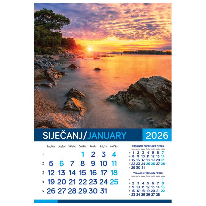 Kalendar “More 2026” 13 listova, spirala Cijena