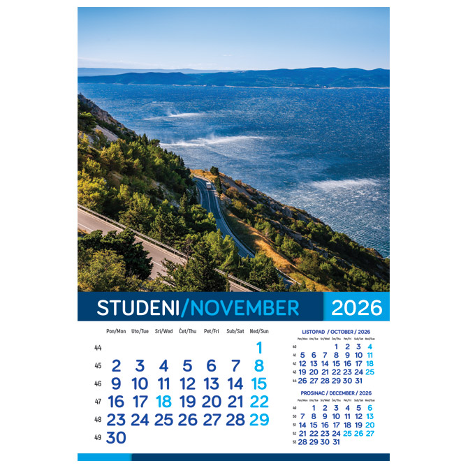 Kalendar “More 2026” 13 listova, spirala Cijena