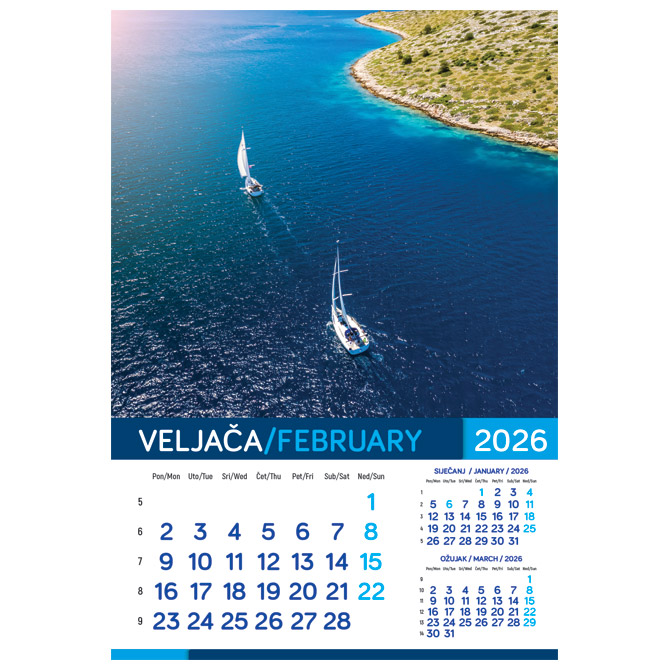 Kalendar “More 2026” 13 listova, spirala Cijena
