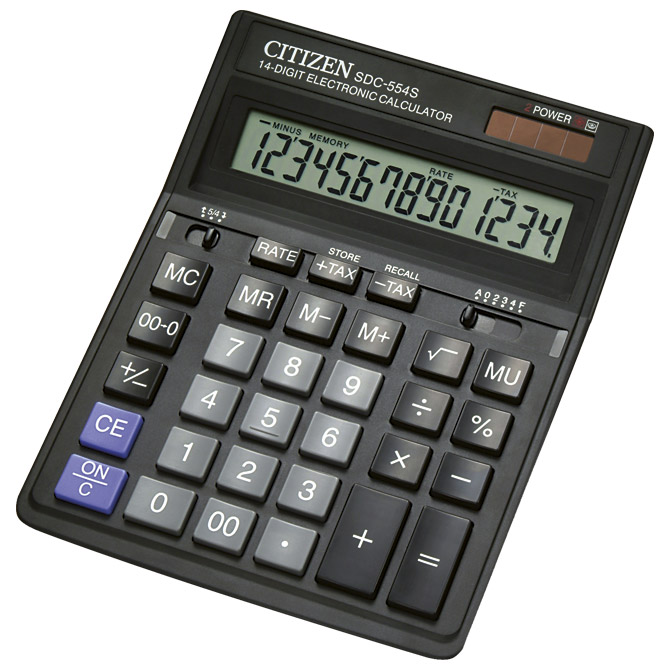 Kalkulator komercijalni 14mjesta Citizen SDC-554S crni blister Cijena