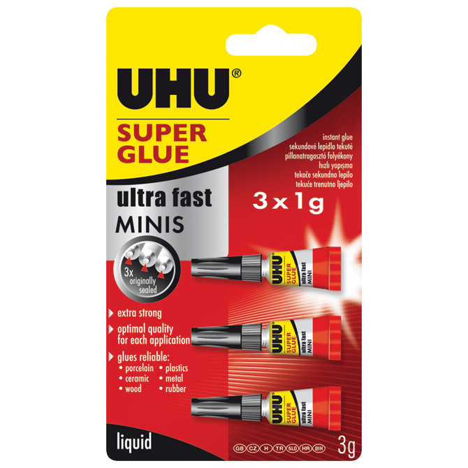 Ljepilo trenutačno  1g pk3 Super glue minis(cianoakrilat) UHU 45415 blister Cijena