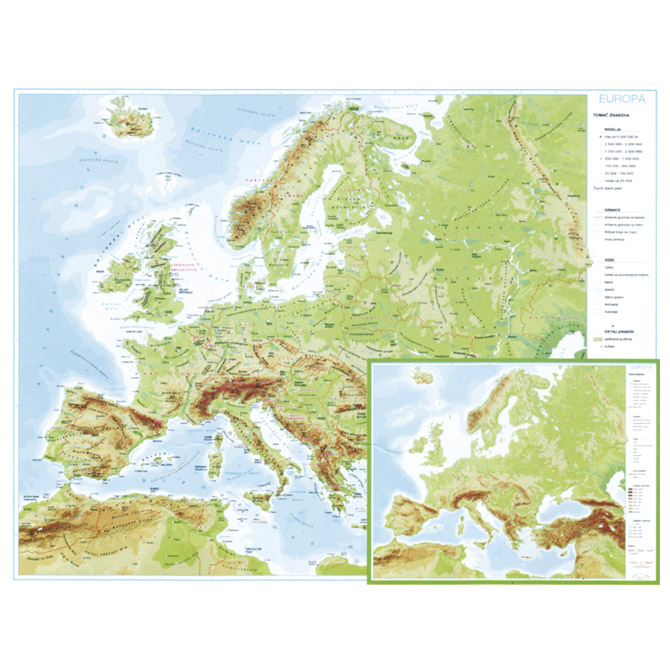 Karta Europe 56x49cm plastificirana obostrana Trsat Cijena