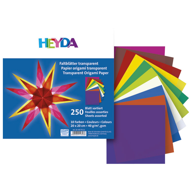 Papir Origami 20x20cm 40g pk250 Heyda 20-48755 21 prozirni sortirano Cijena