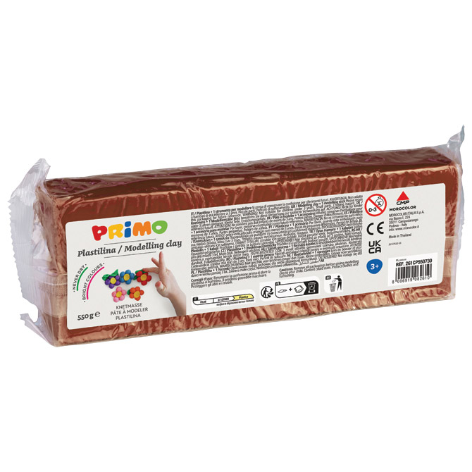 Plastelin 550g + plastični nožić Primo 261CP550730 smeđi!! Cijena