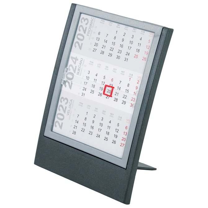 Kalendar stolni-pomični 13x17,5cm metalik sivi Cijena