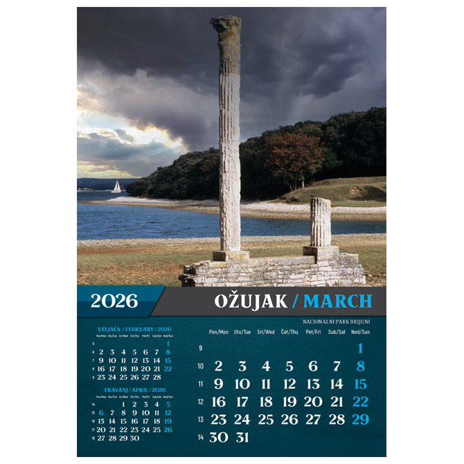Kalendar “Nacionalni parkovi i Parkovi Prirode 2026” 13 listova, spirala Cijena