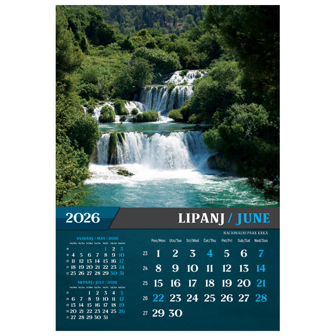 Kalendar “Nacionalni parkovi i Parkovi Prirode 2026” 13 listova, spirala Cijena
