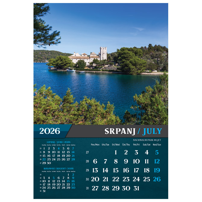 Kalendar “Nacionalni parkovi i Parkovi Prirode 2026” 13 listova, spirala Cijena