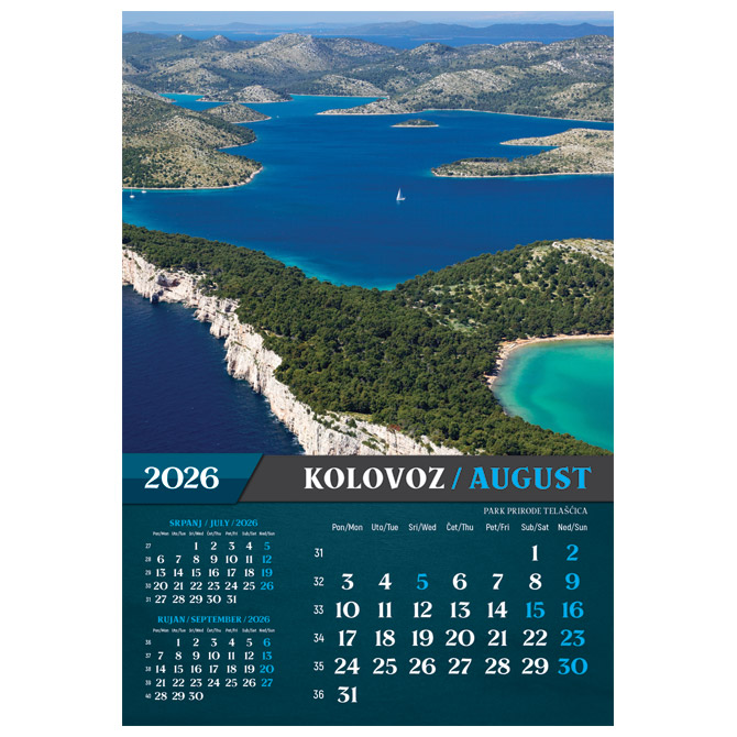 Kalendar “Nacionalni parkovi i Parkovi Prirode 2026” 13 listova, spirala Cijena