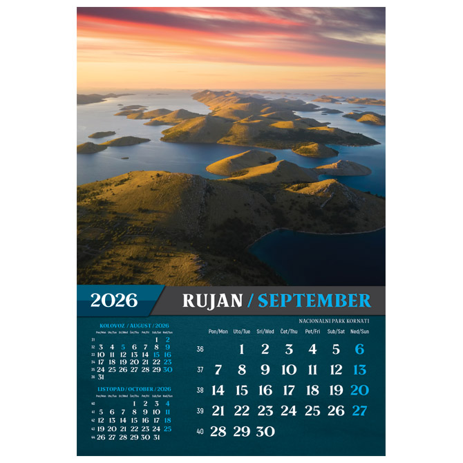 Kalendar “Nacionalni parkovi i Parkovi Prirode 2026” 13 listova, spirala Cijena