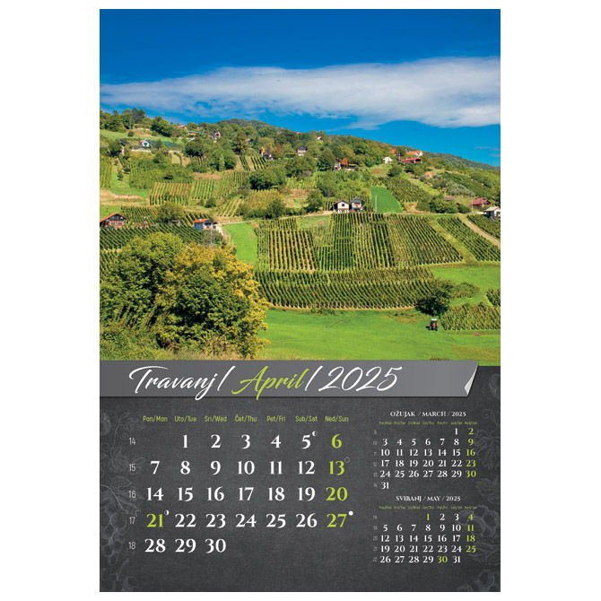 Kalendar “Vino 2025” 13 listova, spirala Cijena