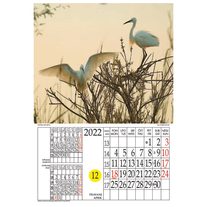 Kalendar “Natura Croatica” s rotacijskim krugom, spirala, Nikoprom Cijena