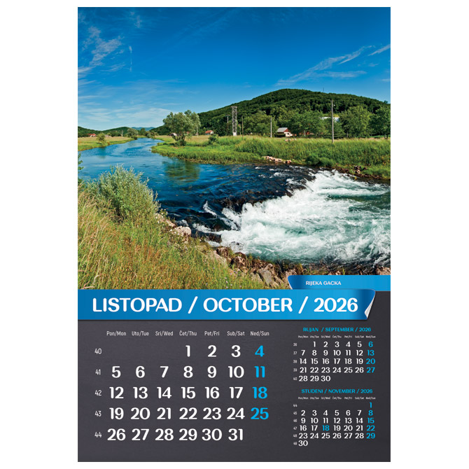 Kalendar “Hrvatski pejzaži 2026” 13L, spirala Cijena