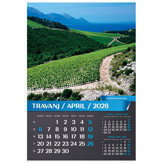 Kalendar “Hrvatski pejzaži 2026” 13L, spirala Cijena