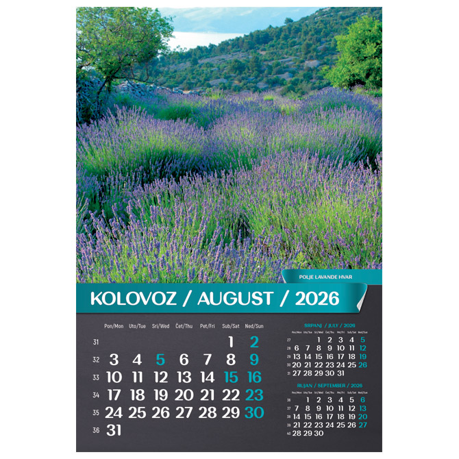 Kalendar “Hrvatski pejzaži 2026” 13L, spirala Cijena