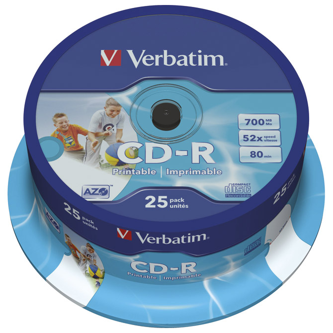 CD-R 700/80 52x spindl AZO printable pk25 Verbatim 43439 Cijena
